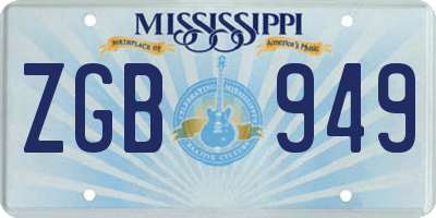 MS license plate ZGB949