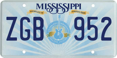 MS license plate ZGB952
