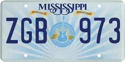 MS license plate ZGB973