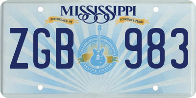 MS license plate ZGB983