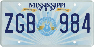 MS license plate ZGB984