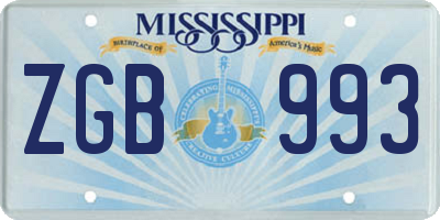 MS license plate ZGB993