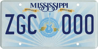 MS license plate ZGC000