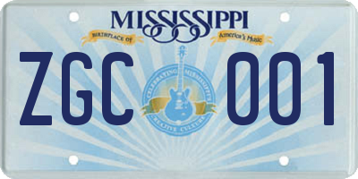 MS license plate ZGC001