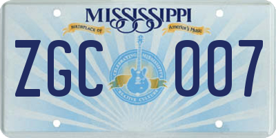 MS license plate ZGC007