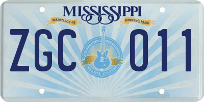 MS license plate ZGC011