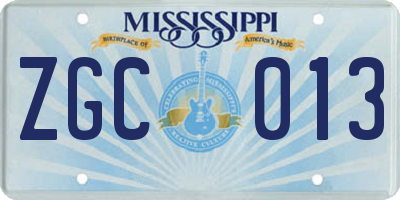 MS license plate ZGC013
