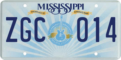 MS license plate ZGC014