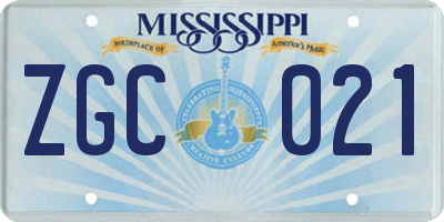 MS license plate ZGC021