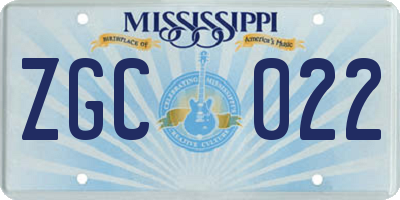 MS license plate ZGC022