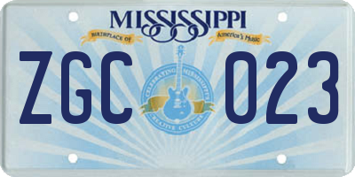 MS license plate ZGC023