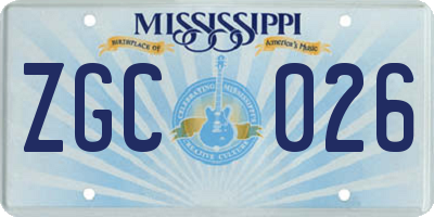 MS license plate ZGC026
