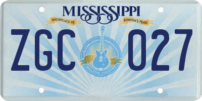 MS license plate ZGC027