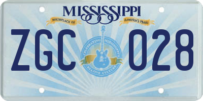 MS license plate ZGC028