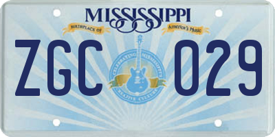 MS license plate ZGC029