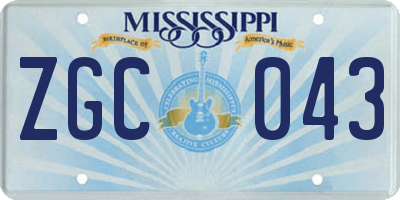 MS license plate ZGC043