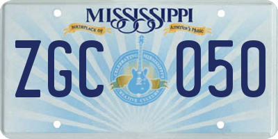 MS license plate ZGC050