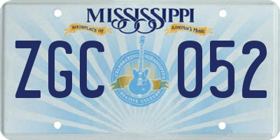 MS license plate ZGC052