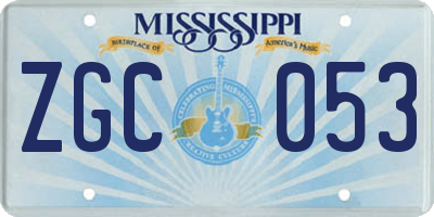 MS license plate ZGC053