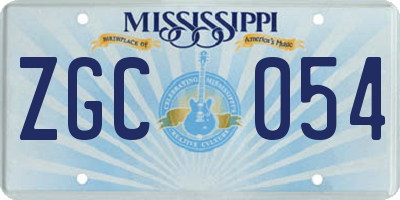 MS license plate ZGC054