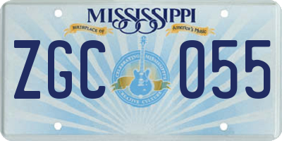 MS license plate ZGC055