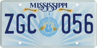 MS license plate ZGC056