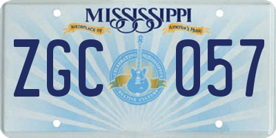 MS license plate ZGC057