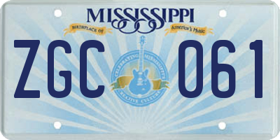 MS license plate ZGC061