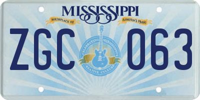 MS license plate ZGC063