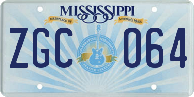 MS license plate ZGC064