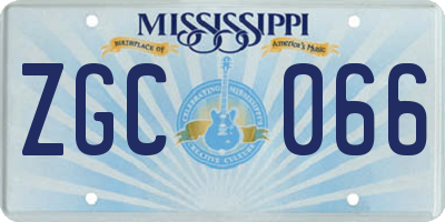 MS license plate ZGC066