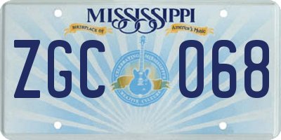 MS license plate ZGC068