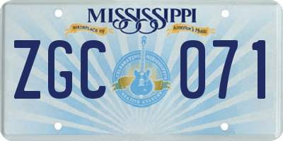 MS license plate ZGC071