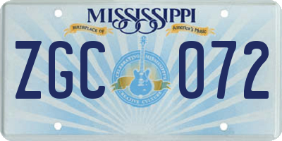 MS license plate ZGC072