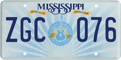 MS license plate ZGC076