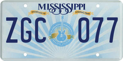 MS license plate ZGC077