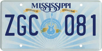 MS license plate ZGC081