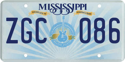 MS license plate ZGC086
