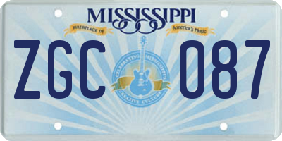 MS license plate ZGC087