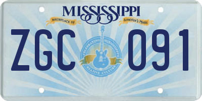 MS license plate ZGC091