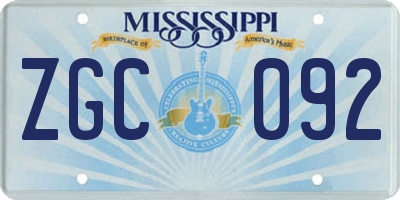 MS license plate ZGC092