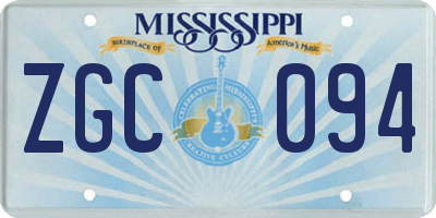 MS license plate ZGC094