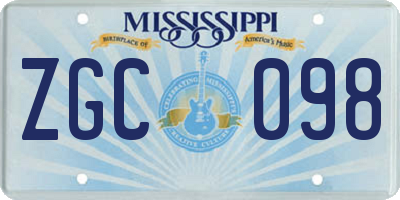MS license plate ZGC098