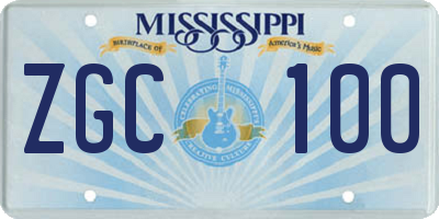MS license plate ZGC100