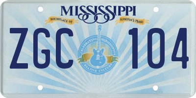 MS license plate ZGC104