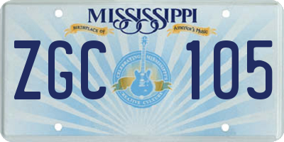 MS license plate ZGC105