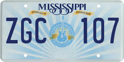 MS license plate ZGC107