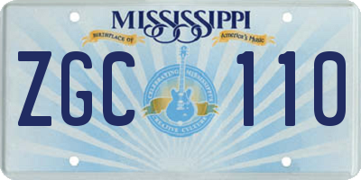 MS license plate ZGC110