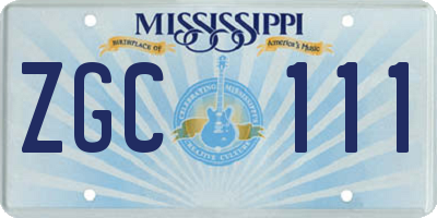 MS license plate ZGC111