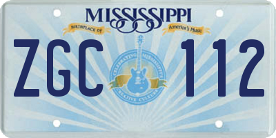MS license plate ZGC112